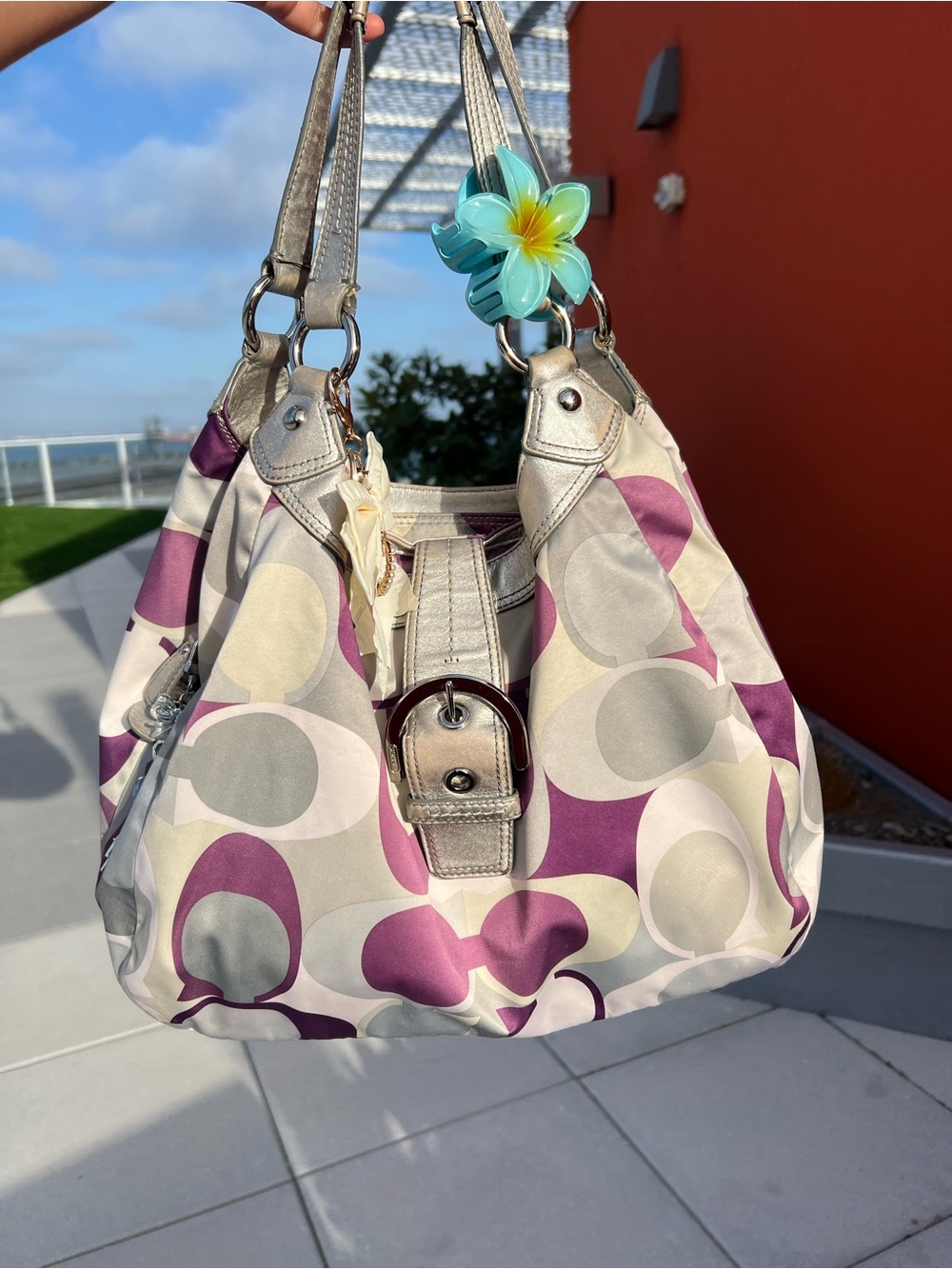 Vintage Coach Soho Op Art Scarf Print Signature Shoulder Bag 💜